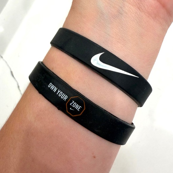 Nike Other - FREE w/ PURCHASE - Nike Silicone Wristbands Set of 2 Black Swoosh Bracelets